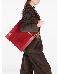 Roberto Cavalli - Chain-Embellished Suede Shoulder Bag - Lyst