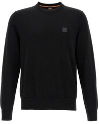 BOSS - Logo-Patch Crew-Neck Sweater - Lyst
