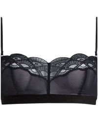 Karl Lagerfeld - Logo-Embroidered Lace Bralette - Lyst