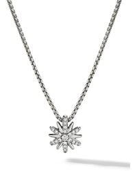 David Yurman - Sterling Petite Starburst Diamond Necklace (10.5Mm) - Lyst