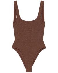 Hunza G - Square-Neck Crinkle-Effect Swimsuit - Lyst