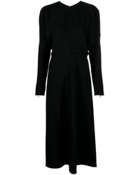 Victoria Beckham - Dolman-sleeves Cady-texture Midi Dress - Lyst