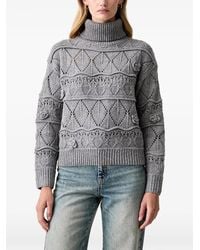 Fracomina - Pointelle-Knit Floral-Appliqué Sweater - Lyst