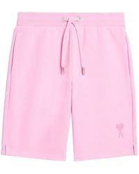 Ami Paris - Embroidered-logo Track Shorts - Lyst