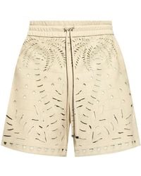 Amiri - Cut-out Detailed Leather Shorts - Lyst