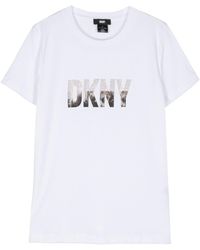 DKNY - Rhinestone-embellished Logo T-shirt - Lyst
