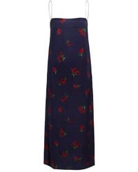 KHAITE - Sicily Floral-Print Slip Midi Dress - Lyst