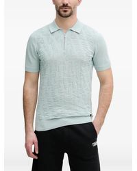 KARL LAGERFELD - Monogram-Jacquard Quarter-Zip Polo Shirt - Lyst