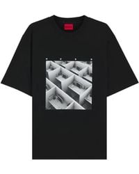HUGO - Printed-Artwork T-Shirt Cotton Jersey - Lyst