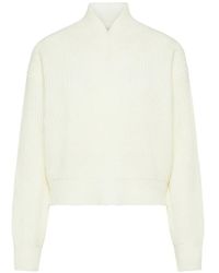 Cruna - Pull En Maille Côtelée À Col V - Lyst