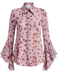 Markarian - Wilma Floral-Print Ruffled-Cuff Blouse - Lyst