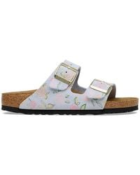 Birkenstock - Arizona Floral-Print Suede Sandals - Lyst