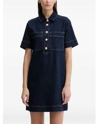 DKNY - Mini Shift Button Denim Dress - Lyst