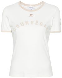 Courreges - T-shirt Met Contrasterende Afwerking En Logopatch - Lyst