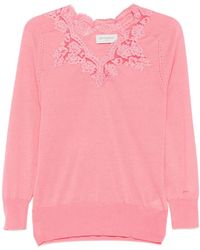 ERMANNO FIRENZE - Lace-Detail V-Neck Top - Lyst