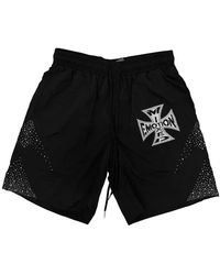 Mixed Emotions - Logo-Print Rhinestone-Embellished Shorts - Lyst