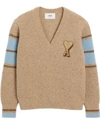 Ami Paris - Ami De Coeur Pullover Mit V-Ausschnitt - Lyst