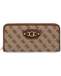 Guess - Grand Portefeuille Samantha À Motif Monogrammé Et Plaque Logo - Lyst