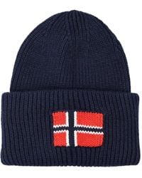 Napapijri - Bonnet Côtelé À Détail Drapeau - Lyst