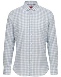 Isaia - Gingham-Check Long-Sleeve Shirt - Lyst