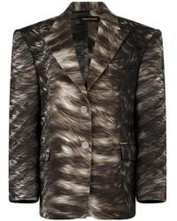 Roberto Cavalli - Fur-Print Single-Breasted Jacket - Lyst