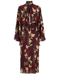 Johanna Ortiz - Floral-Print Silk Midi Dress - Lyst
