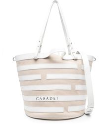 Casadei - Stripe-Pattern Leather Tote Bag - Lyst