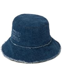 Miu Miu - Denim Logo Bucket Hat - Lyst