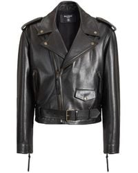 Balmain - Textured Leather Biker Jacket - Lyst