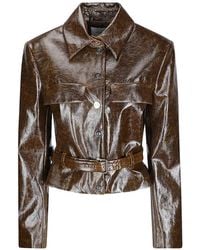Sportmax - Belted Cracked-Effect Jacket - Lyst