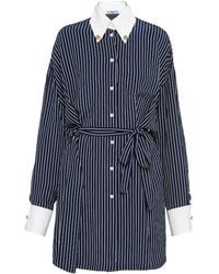 Prada - Gestreiftes Hemd Mit Logo-Gravur - Lyst