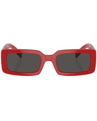 Dolce & Gabbana - Logo-Print Rectangle-Frame Sunglasses - Lyst