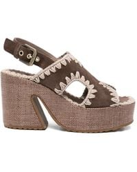 Mou - Crochet-Trim Platform Sandals - Lyst