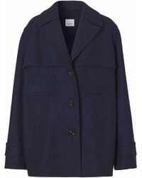 Burberry Single-breasted Peacoat - Blue