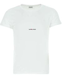 Saint Laurent - Logo Cotton T-Shirt - Lyst