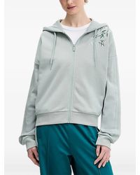adidas - Floral-Embroidered Zip-Up Hoodie - Lyst