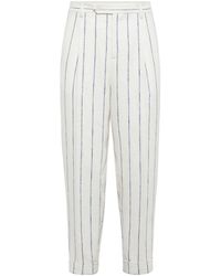 Brunello Cucinelli - Striped Turn-up Hem Tapered Trousers - Lyst