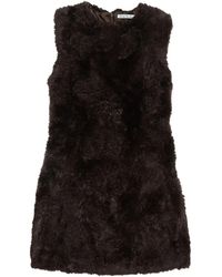 Acne Studios - Sleeveless Faux-Fur Mini Dress - Lyst
