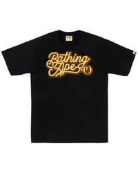 A Bathing Ape - Script Logo-Print T-Shirt - Lyst