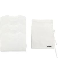 Jil Sander - Embroidered-Monogram Three-Pack T-Shirts - Lyst