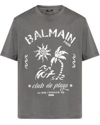 Balmain - Graphic-Print Logo-Detail T-Shirt - Lyst