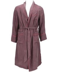 Isaia - Geometric-Print Belted Robe - Lyst