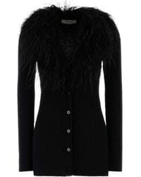 Blumarine - Feather-Trim Wool Cardigan - Lyst
