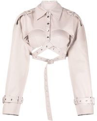 ROKH - Crossover-strap Belted Cropped Jacket - Lyst
