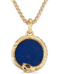 David Yurman 18kt Gold Lapis Lazuli Necklace Pendant - Blue