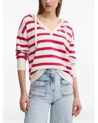 Morgan - Striped V-Neck Hoodie - Lyst