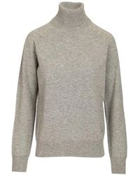 Emporio Armani - Logo-Embroidered Roll-Neck Sweater - Lyst