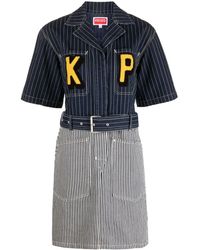 KENZO - Logo-patch Striped Denim Shirtdress - Lyst