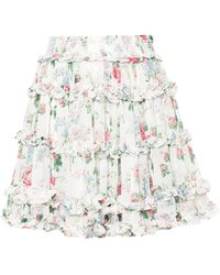 Needle & Thread - Floral Ruffled Mini Skirt - Lyst