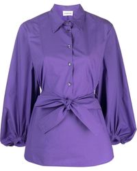 P.A.R.O.S.H. - Belted Wide-sleeved Blouse - Lyst